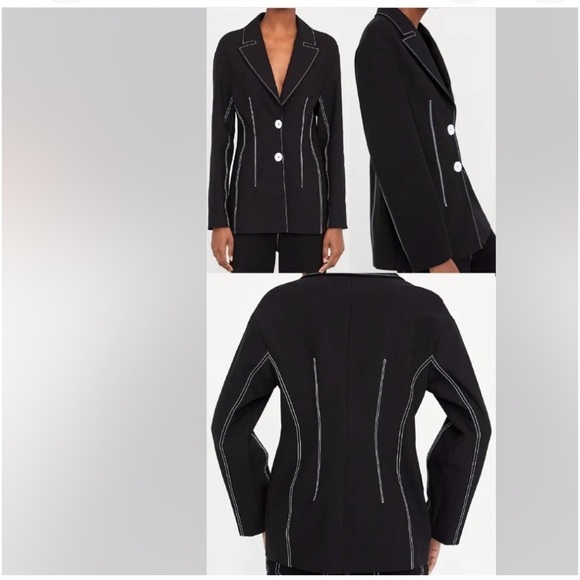 New! Zara XS blazer with contrast stitching. - Picture 12 of 13
